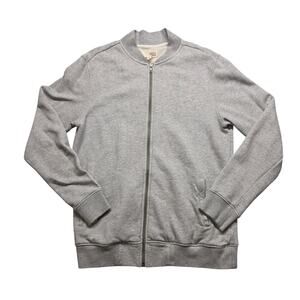 1901 Nordstrom Mens Gray French Terry Full Zip Bomber Jacket Medium M